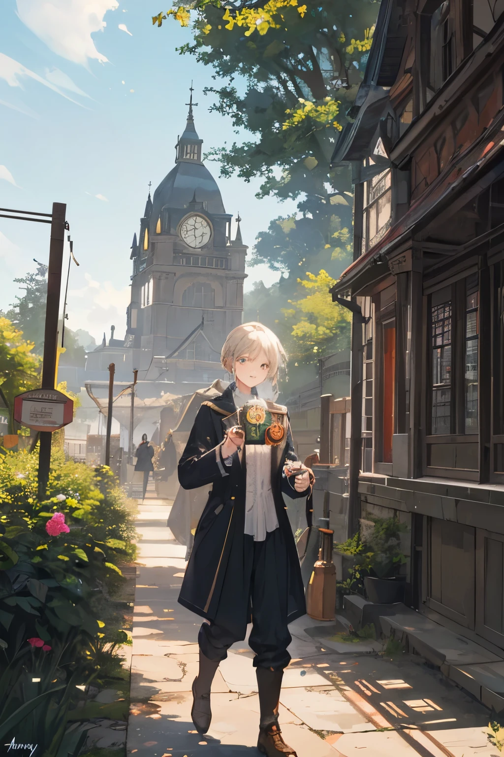 Create a captivating photo that embodies my love for adventure, travel, and video games, along with my passion for making people happy, appreciation for old stories and Victorian styles, and connection to nature and the character of Anya from Spy Family
