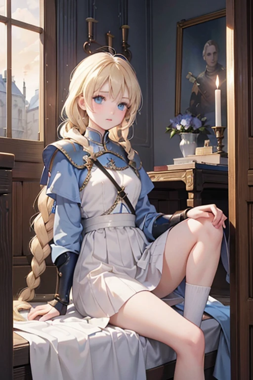masterpiece, highest quality, High resolution, One 、blue eyes、
Blonde、Braid、Medieval France、A woman like Joan of Arc、Training Course、Iron Armor、Iron Sword、Iron Hands、Iron leg guard