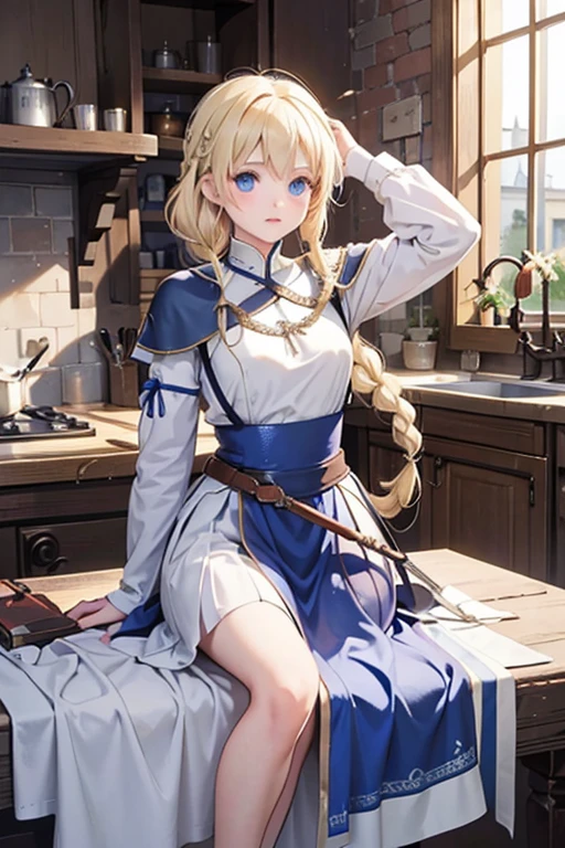 masterpiece, highest quality, High resolution, One 、blue eyes、
Blonde、Braid、Medieval France、A woman like Joan of Arc、Training Course、Iron Armor、Iron Sword、Iron Hands、Iron leg guard