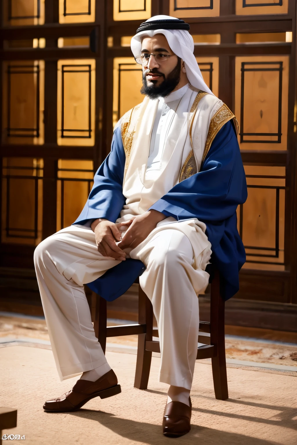 An Arab figure sees the imam 
