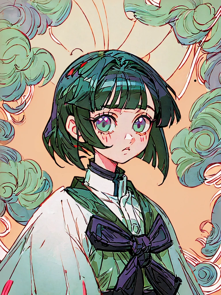 (top-quality、​masterpiece:1.2) 1girl,  kimetsu no yaiba, upper body, illustration, bob cut