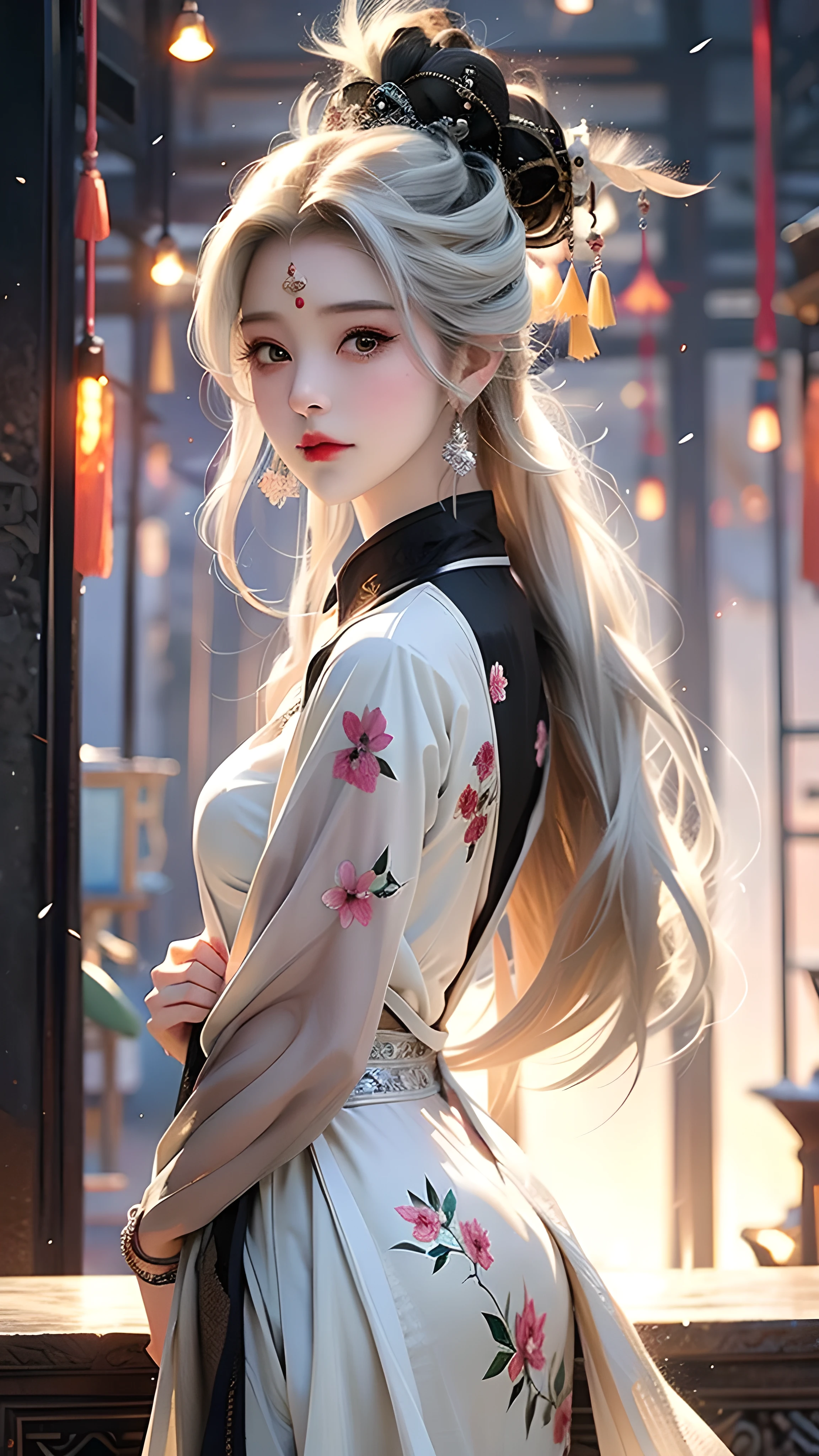 White hair，Anime girl in white shirt and black hat, A beautiful anime portrait, Beautiful character painting, Guvitz-style artwork, Guvitz, Stunning anime face portraits, Beautiful painting style, Beautiful anime style, Beautiful anime girl, Chinese Girl, Traditional style, beautiful anime face, Cute and delicate face, Portrait of anime girl，Long skirt，shirt，clean, , Norden, naked