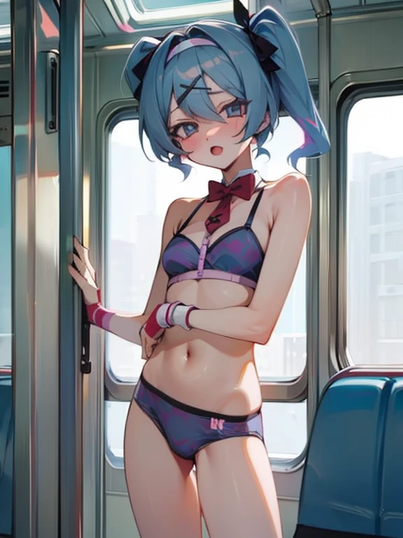 hatsune miku,in the train,lift underwear