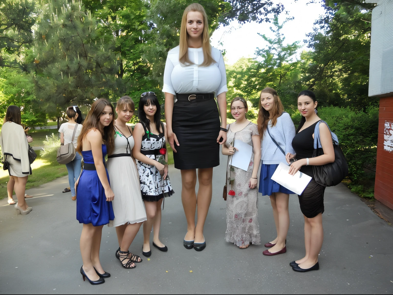 plain button-down blouse, (big giant enormous oversized massive huge colossal gigantic breasts:1.5), (very long thick full hair), ((extremely long hair)), symmetric breasts