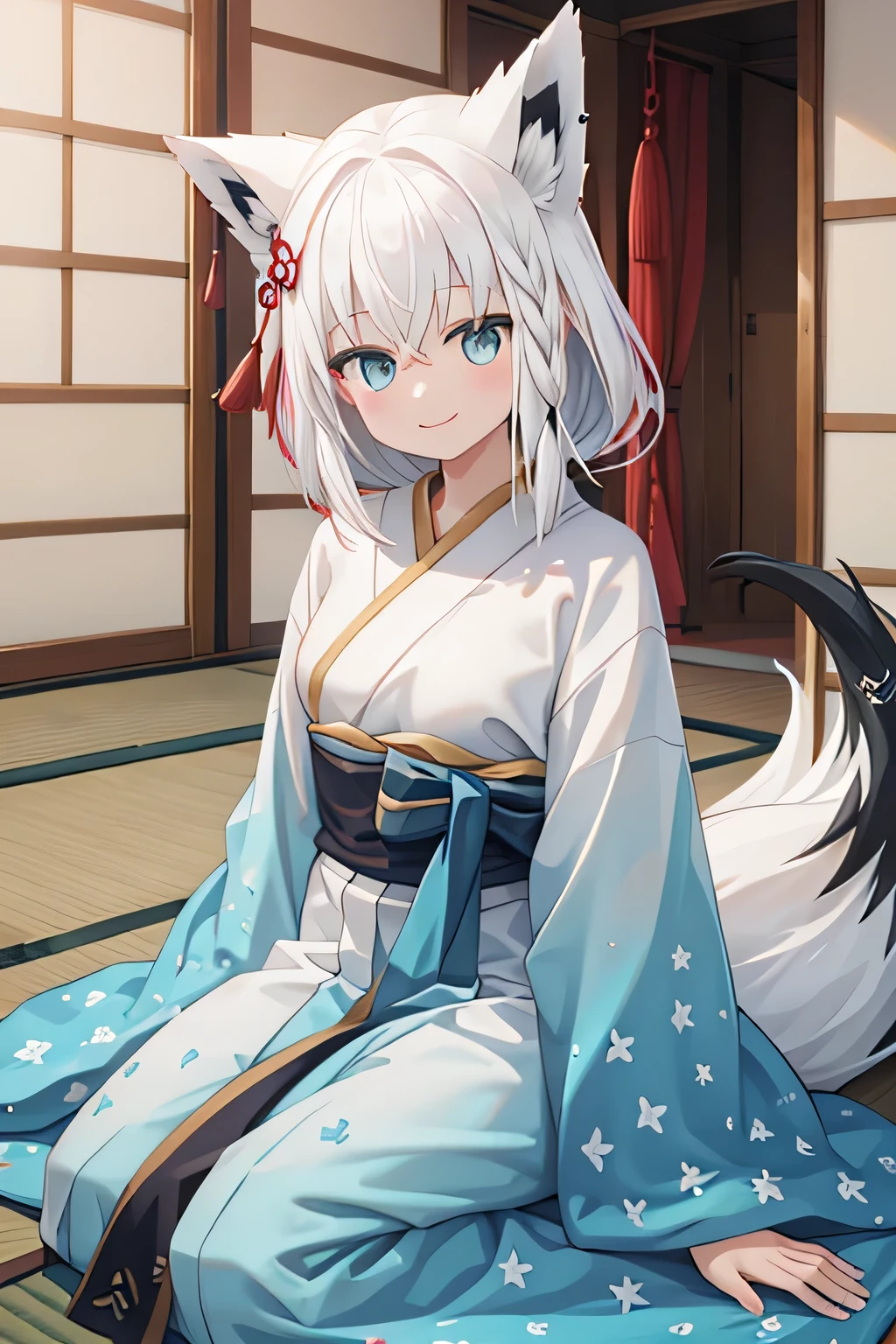 highest quality、smile、Fox ears、Japanese-style room
