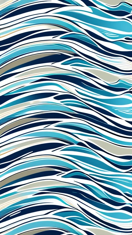 Kanze Water Pattern、abstract drawing、Image of a wave、(((7 horizontal lines、Random Curves)))