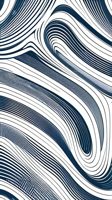 Kanze Water Pattern、abstract drawing、Image of a wave、(((7 horizontal lines、Random Curves)))