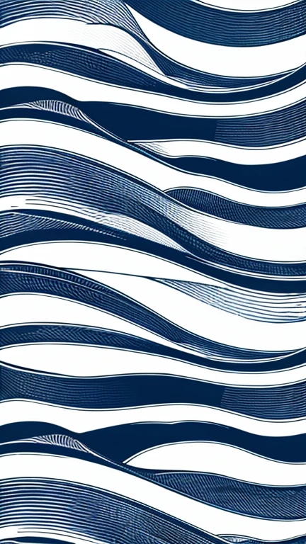 Kanze Water Pattern、abstract drawing、Image of a wave、(((7 horizontal lines、Random Curves)))