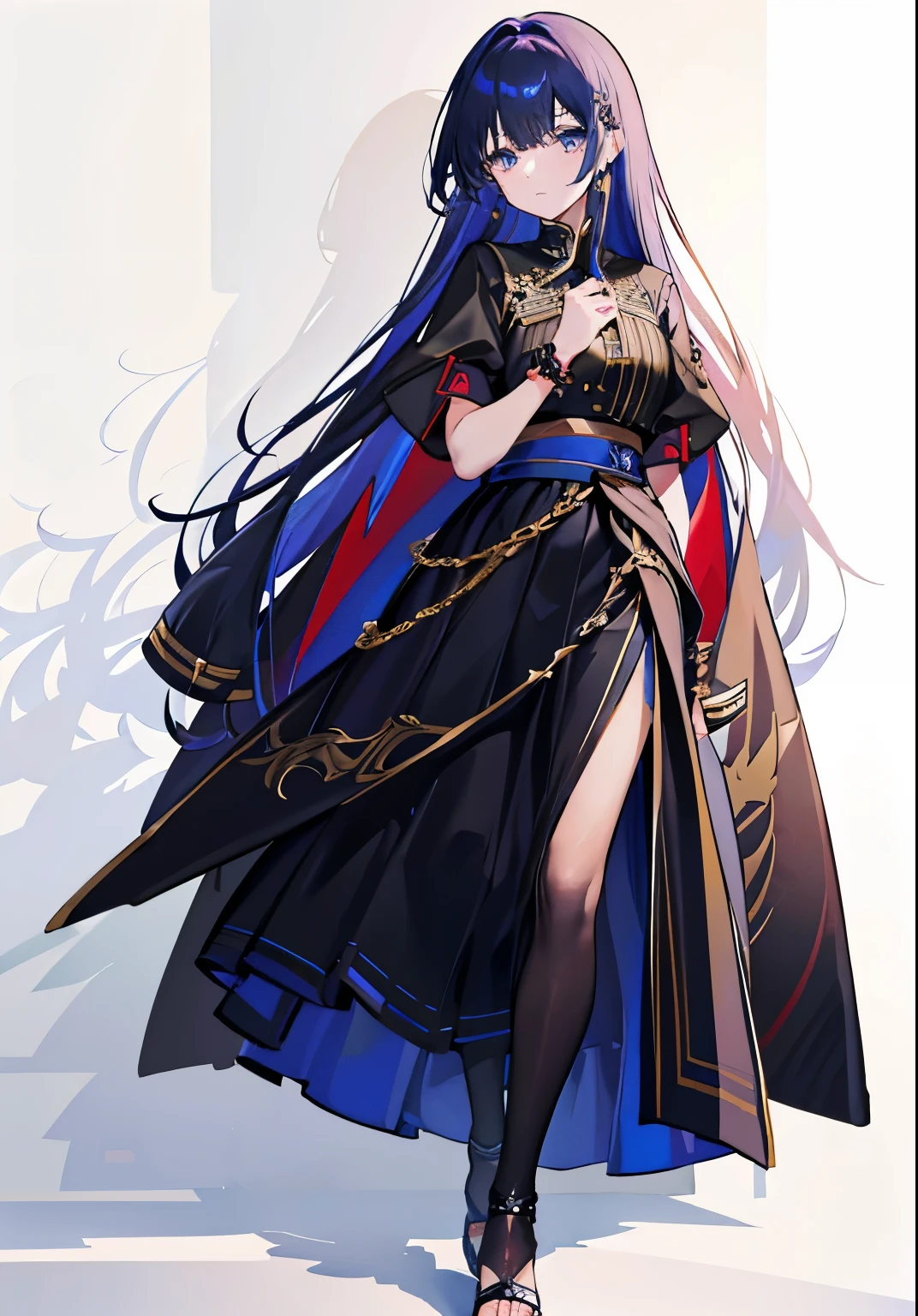 Ultramarine colored hair, Waist-length hair, Long Hair, Bright Blue Eyes, Jewel Eyes, Short jumper, Black jacket, Short sleeve jumper, Fluffy sleeve jumper, Open Jumper, Short jumper, Black tight jacket and long sleeve inner, dull 青緑のskirt, 透明skirt, 膝丈skirt, Black shorts, Black gloves, Gold embroidery, Gold embroidery, blue Earrings, Earrings, Sandals, Sandals with high heels, (Red Rose), Rose-themed costume, Dignified, high quality, Depth of written boundary, Black Room, Beautiful woman, (黒いショートパンツの上に透明なskirt), 青緑のskirt, ロングskirt, 青緑のskirt, メッシュ生地のskirt, skirtの下から覗くショートパンツ, skirtにBlack shorts, (ロングskirt), (Red Rose)、(ロングskirt:1.2)、スケskirt、skirt