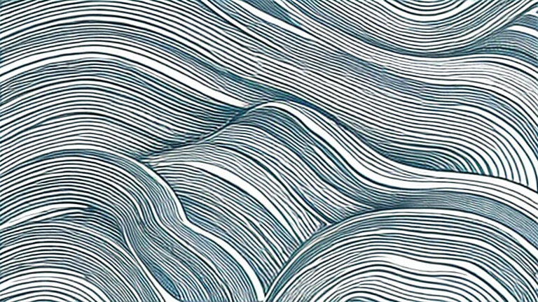 Kanze Water Pattern、abstract drawing、Image of a wave、(((7 horizontal lines、Random Curves)))