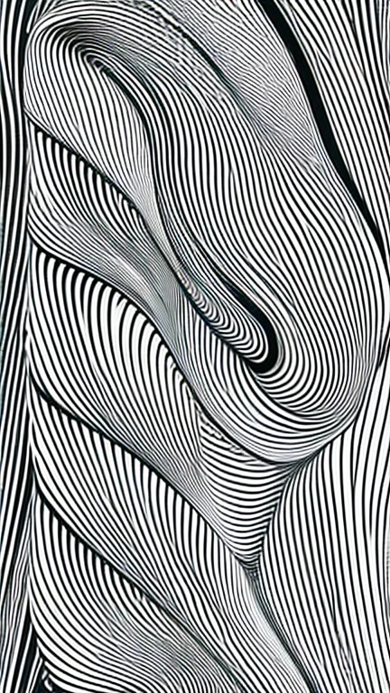 Swirl pattern、abstract drawing、Image of a wave、(((7 horizontal lines、ランダムなSwirl pattern)))