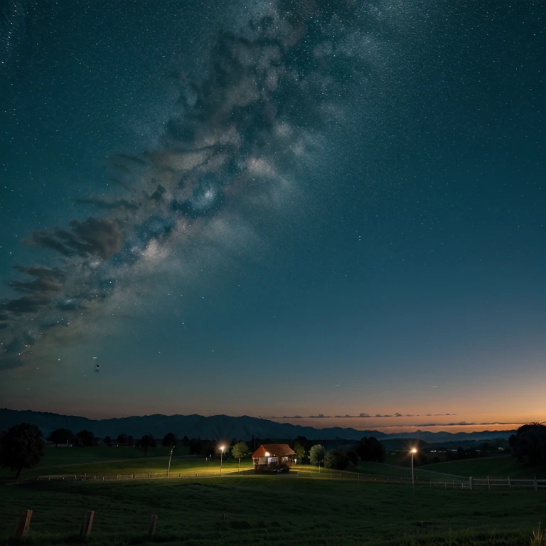 Paisagem de um lindo campo estrelado .