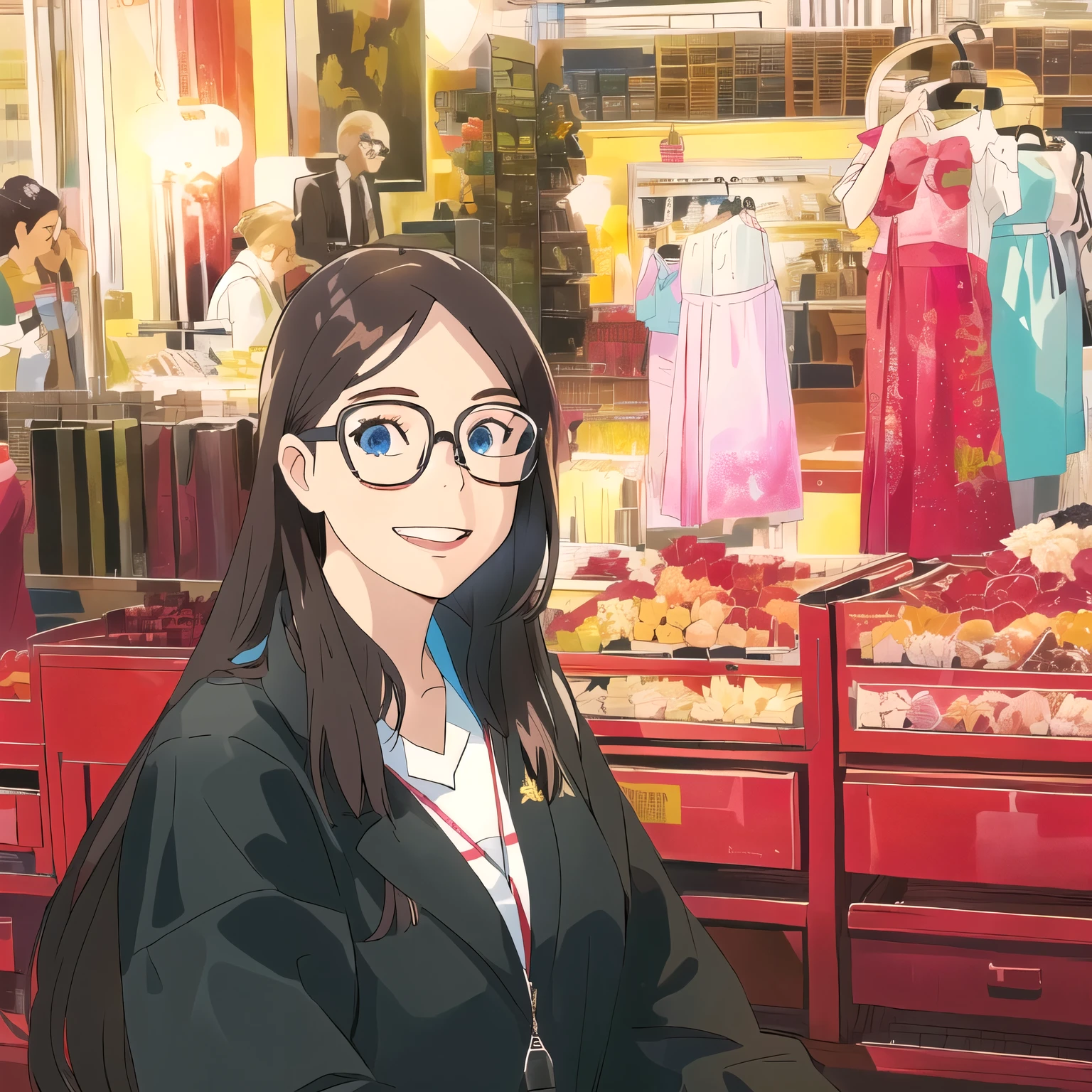 A cute girl wearing glasses