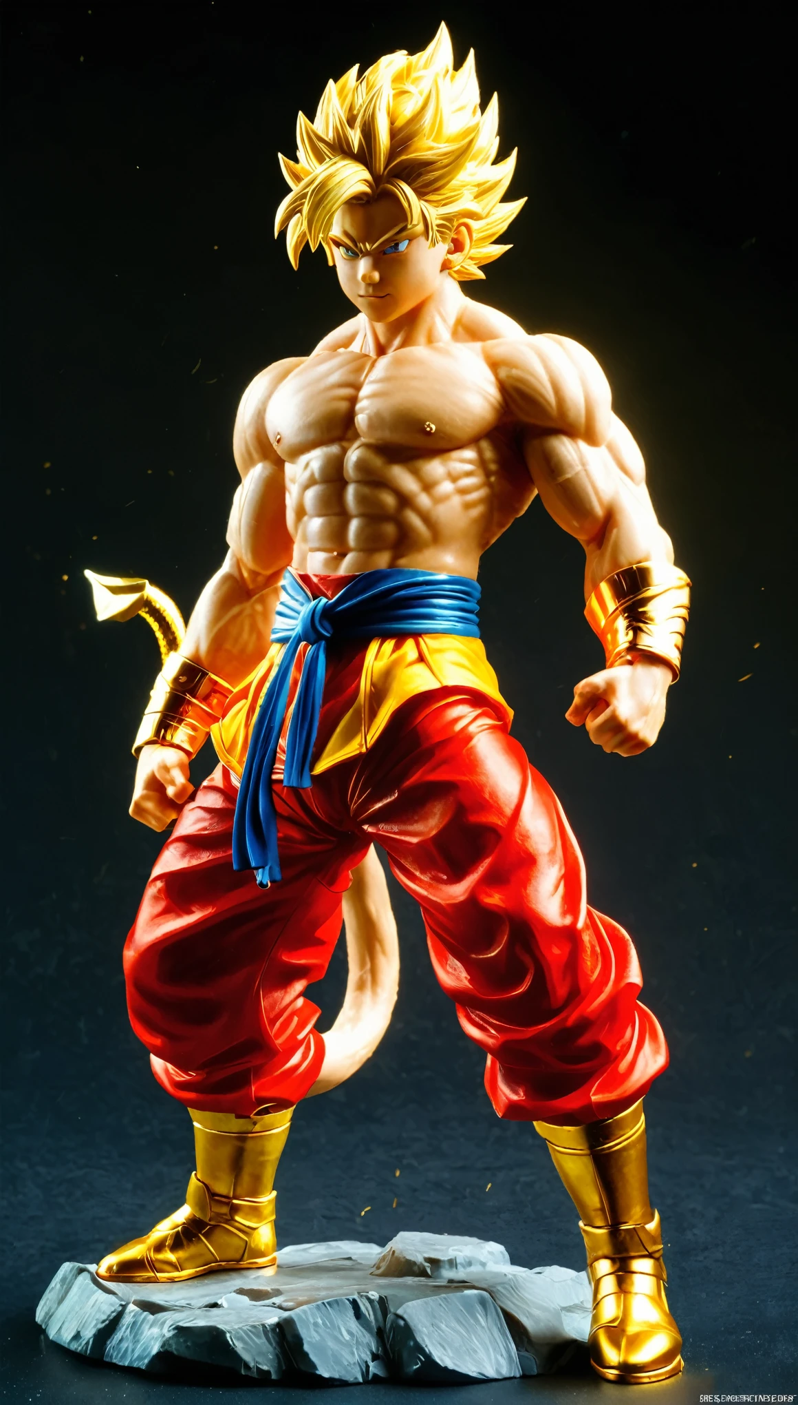 Sun Wukong, 1 boy,, Blonde, muscular, Solitary, Super Saiyan, ((masterpiece))