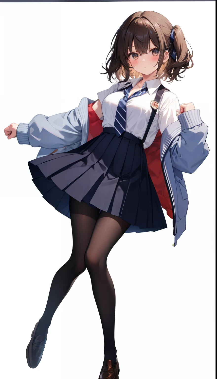 One Girl、Positive、From above、Full body portrait、Brown haired、Medium Haircut、blush、Absolute area、Knee socks、stockings、pantyhose、レースpantyhose、White underwear、Cleavage、Light blue cut shirt、Unbutton your shirt、Navy blue checkered pleated skirt、Very short skirt、Inside the school、Daytime、(Very big boobs)、((Full Body Lesbian))、masterpiece、(highest quality)、
Panties around the ankles、loafers
