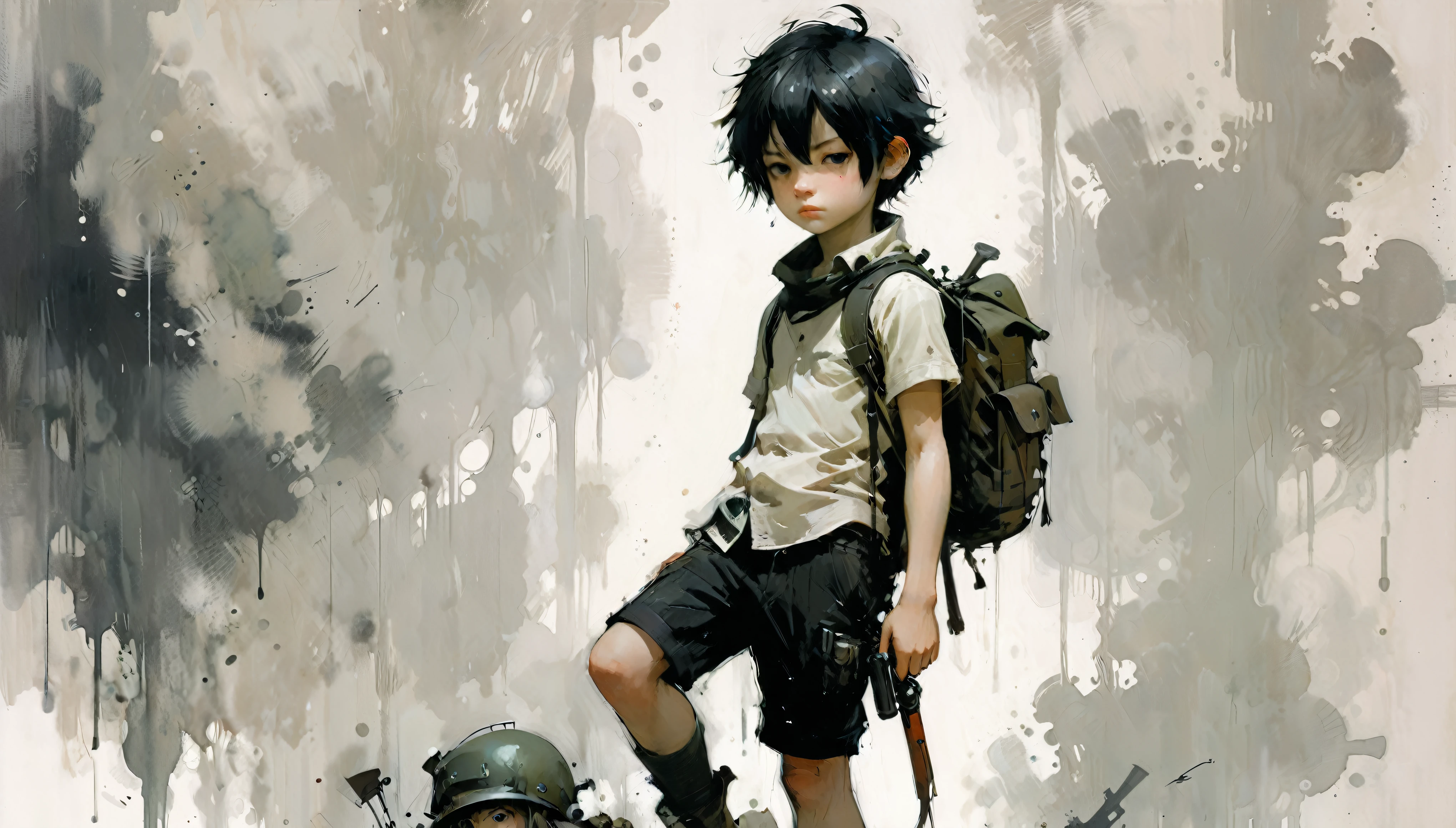 Ashley Wood (Ashley Wood) style of,1 boy,Character Conception,