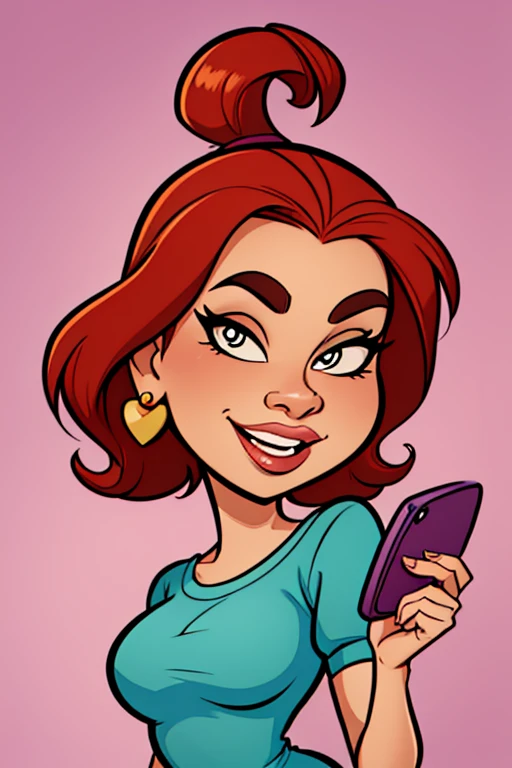 DreamShaper, a woman holding a fan and a phone in her hand, caricature illustration, caricature style, Cartoon style illustration, caricaturist alarcona, cartoon portrait, caricaturist, CARTOON ART, caricature!!!, in cartoon style , CARTOON ARTstyle, caricature, caricature, professional illustration, commercial illustration, Cartoon illustration, cartoon digital art