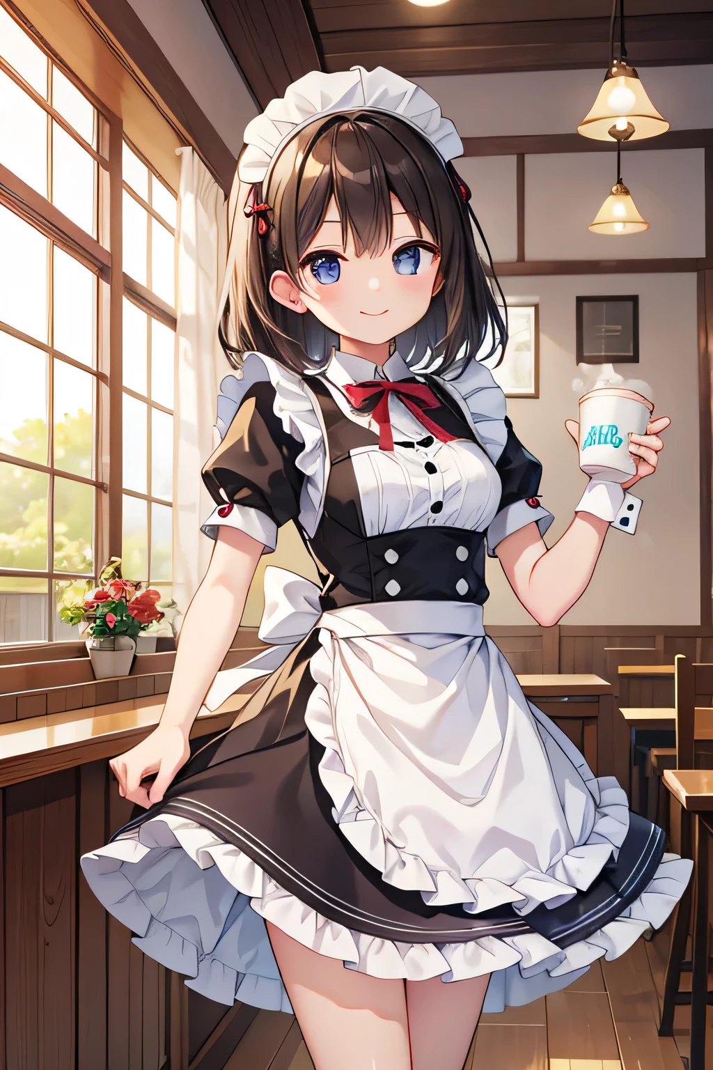 highest quality、smile、Maid clothes、Cafe