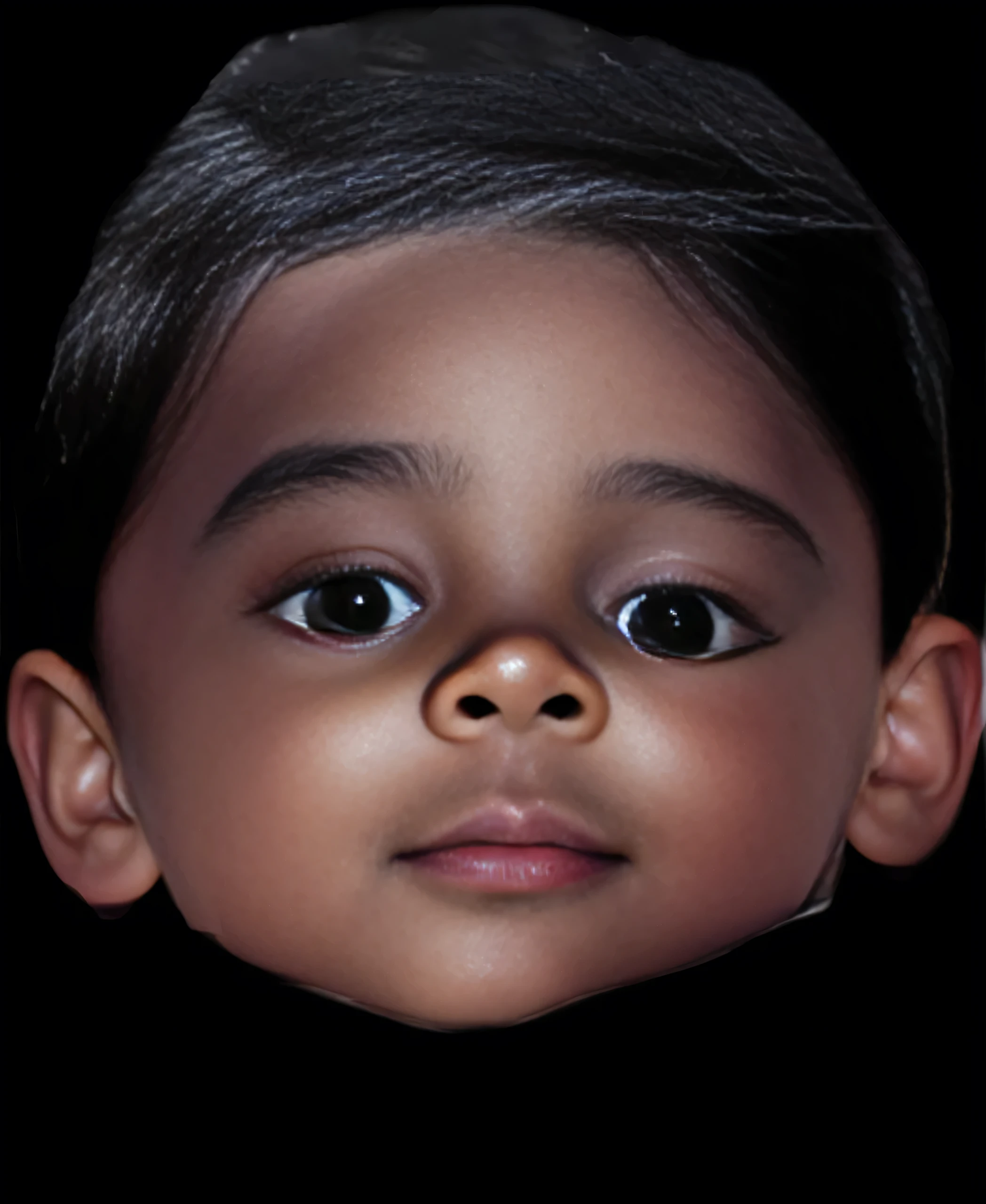 Realistic black baby improves skin, does not change facial features