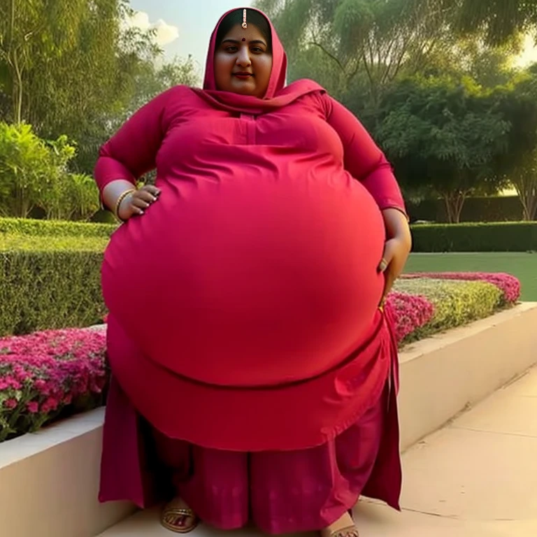 Extremely Hyperpregnant Pakistani woman with huge belly wearing a dress