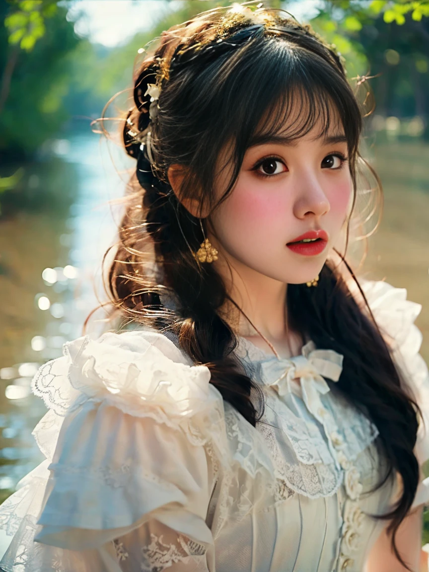 1girl, beauty, Wearing a rose-red Lolita magic dress，Beautiful eyes，Beautiful hair accessories，背景是beauty的魔法室，Lolita style，Second Dimension，Masterpiece，High quality and high resolution，comics，Small fresh, cowboy shot, UHD, retina, ccurate, anatomically correct, textured skin, super detail, award winning, best quality, 8k, 1lltnh1