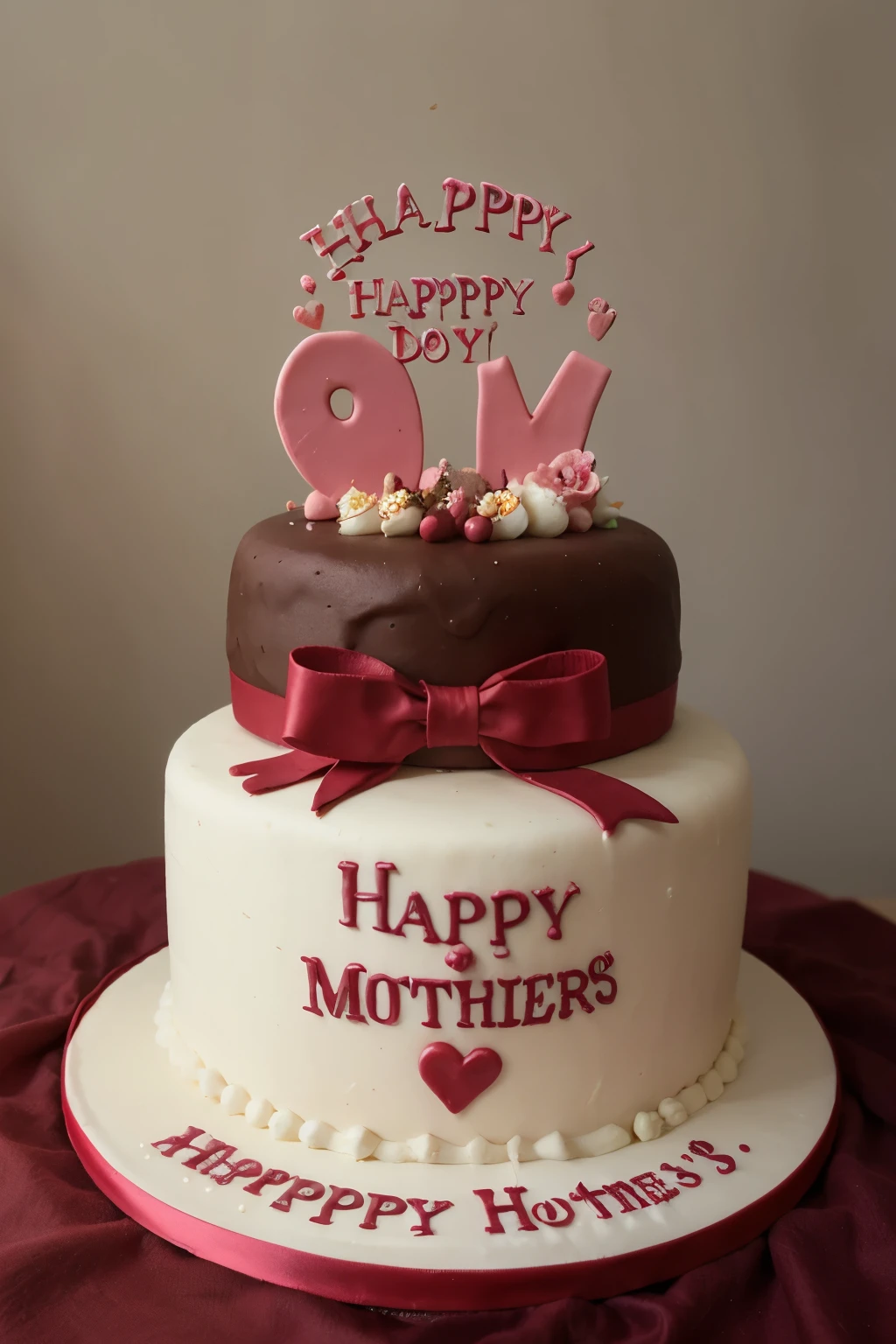 A cake with a background that says happy mothers day 