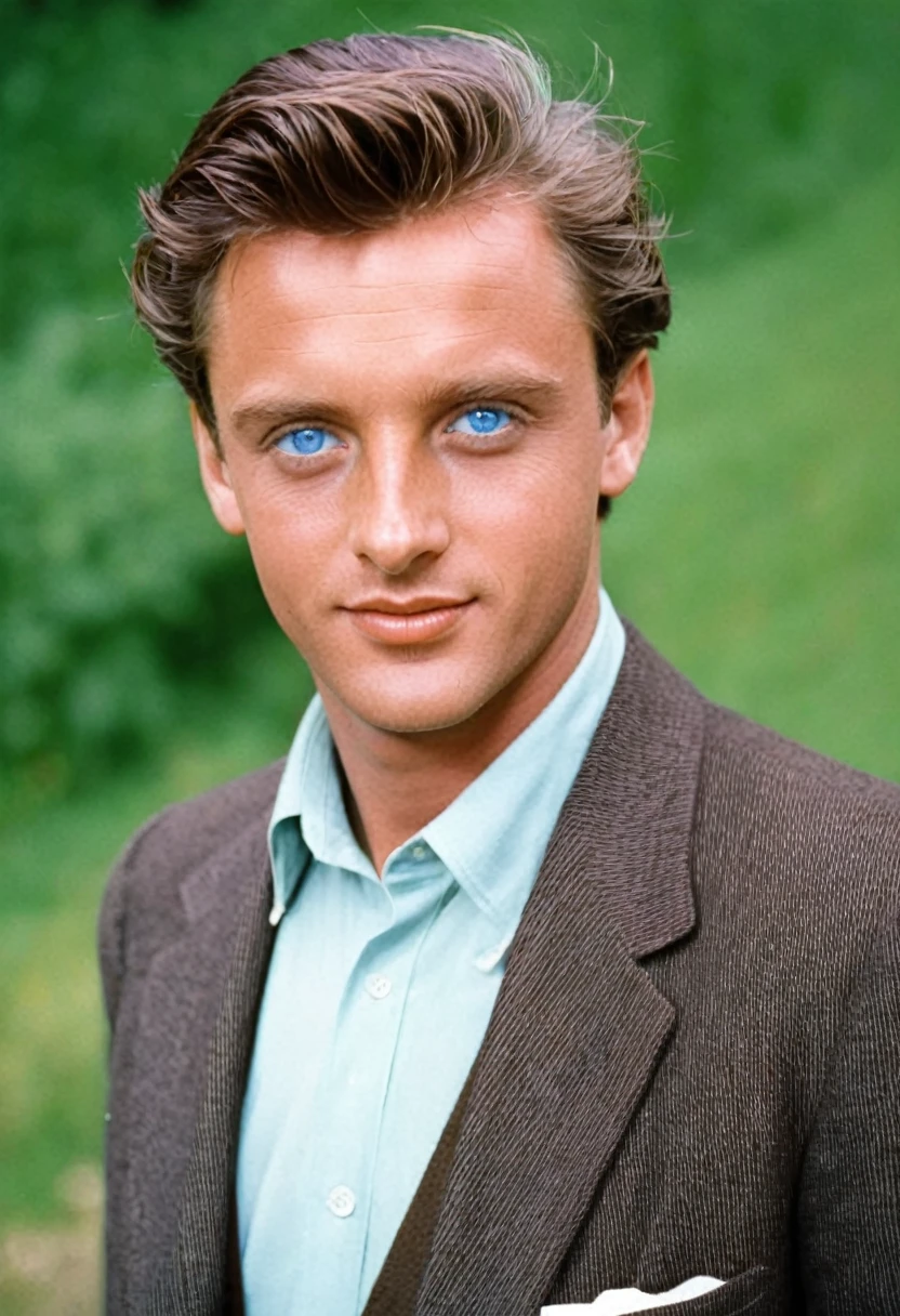 Man with blue eyes and brown hair, ripa de 1960 en Austria
