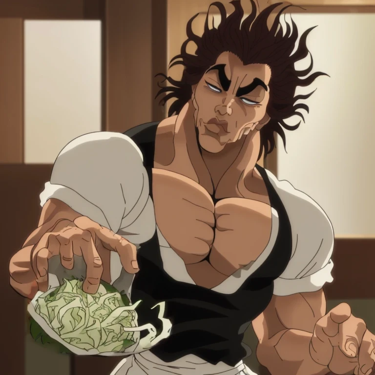 Hanma Yujiro baking a cake　apron