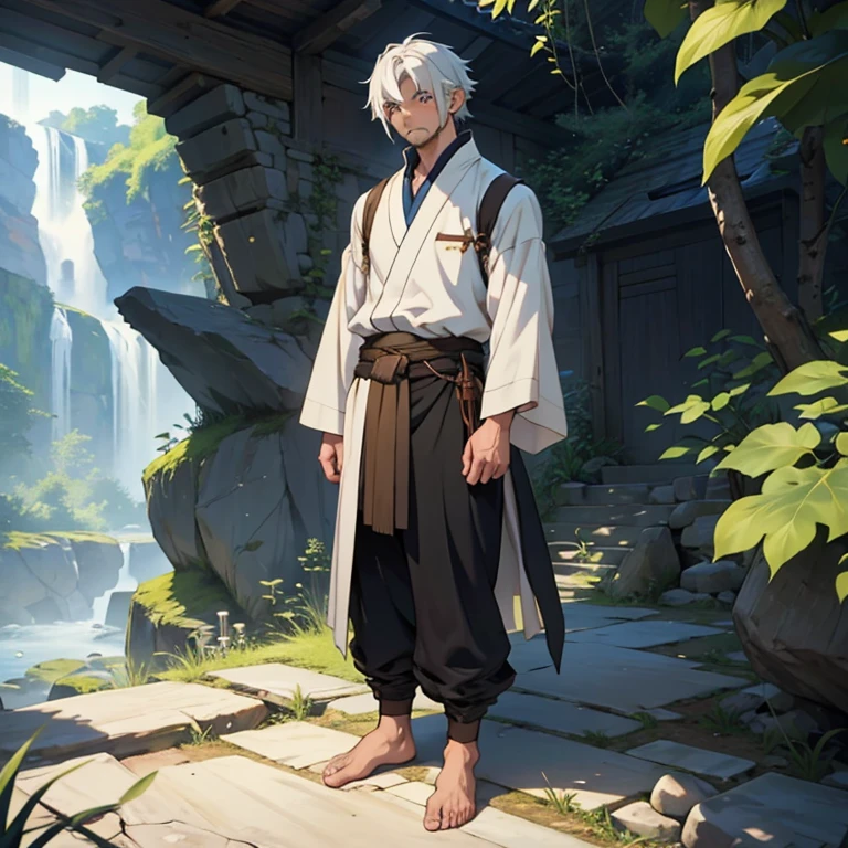 Mushoku Tensei: AScene with Paul Greyrat, Barefoot

Paul Greyrat, the protagonist of Mushoku Tensei, is depicted in this scene, standing barefoot on the ground. The environment around him is left ambiguous, creating an emptiness that emphasizes his presence. His bare feet are in contact with the earth, giving a sense of connection to the natural world. With a focused expression, Paul's determined eyes gaze into the distance.

Paul's attire consists of simple, loose-fitting clothing. The sleeves of his shirt have been rolled up to his elbows, revealing his well-defined forearms. His stubble-covered face