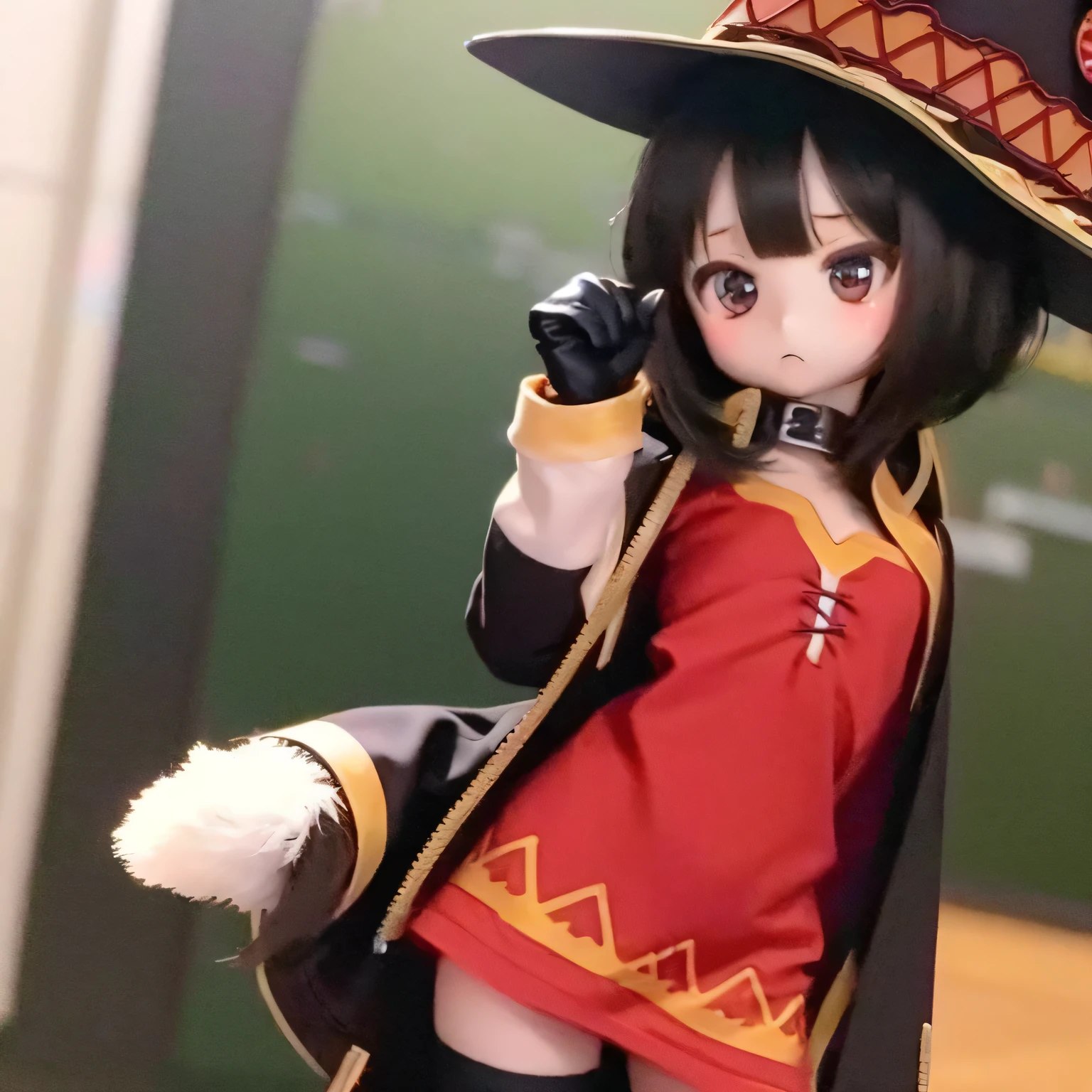 Chibi Contrapposto Big Hat Flat Chest Megumin Girl Photorealistic