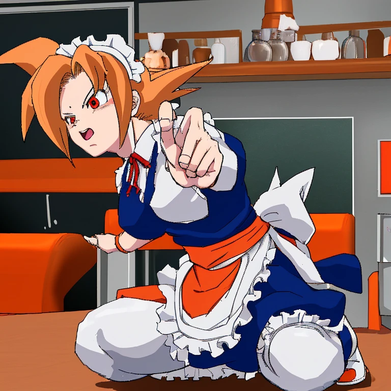 Goku training at a maid cafe