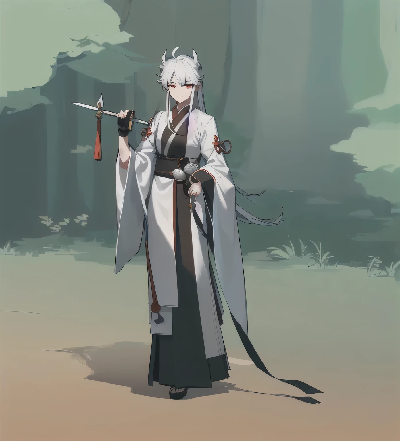 Dressed in traditional Chinese clothing、Anime characters holding swords and long swords, Taoist priest, Full body martial arts, Inspired by Li Tang, full body xianxia, heise jinyao, Inspired by Zhou Fang, Onmyoji detailed art, Taoist master, cotton cloud mage robes, inspired by Cao Zhibai, xianxia hero, Inspired by Shen Zhou