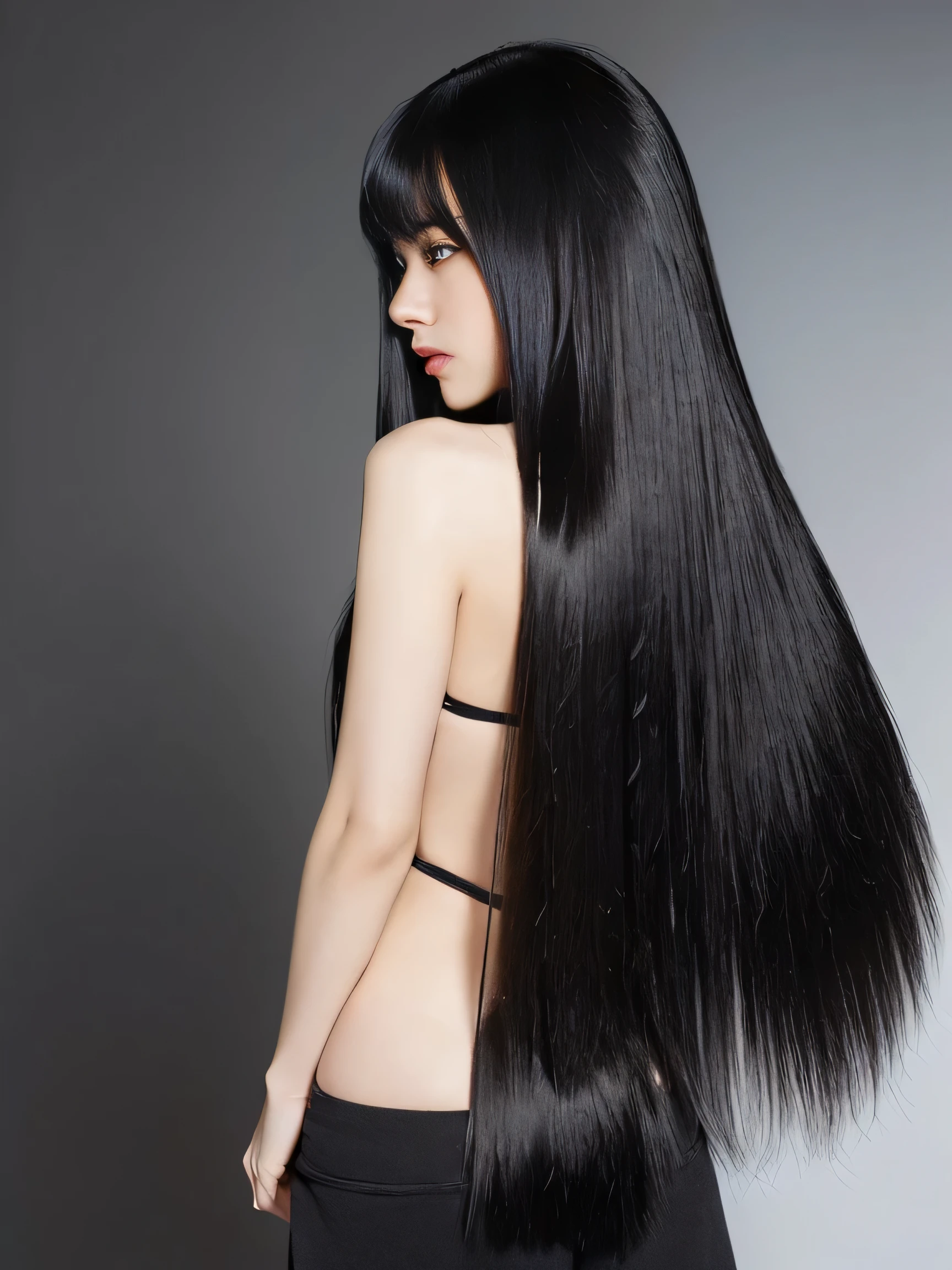 ((Random poses that show as much back and hair as possible:1.8)) ((Beautiful 30 year old hair model with long black hair, girl with super length Hair, extremely length Hair, extra length Hair, very long, Flowing Hair, very length Hair, length Hair girl, very long, Flowing black hair, length Hair windy, Very long black hair, length, Flowing Hair, length and curly hair, with length Hair, length Hair!!!! Stand in front of a mirror Her highest quality hair is long and straight., very long, highest quality black hair, length hair in the center, Highest quality long straight hair, length, straight, beautiful, High quality hair, length and free black highest quality straight hair, length Hair, length and straight, highest quality black hair, Perfect silky straight hair of the highest quality, straight, highest quality black hair, length black straight hair, length, Thin black hair Her hair is long and straight, very long black hair, length hair in the center, length straight hair, length, straight, beautiful hair of the highest quality, length Hair, length, straight black hair, length and free straight black hair, straight black hair)) (Her bangs are perfect.:1.3) (Pure white wall background:1.8. Photo of upper body from waist up) (Japan'The most beautiful and sensual 30 year old hair models) (She looks at the viewer with a very seductive expression..) ((highest quality)), ((masterpiece)), (Familiar) (Get used to it) Perfect Face (Her skin is a typical Japanese skin color.、And very detailed) (Big Breasts:1.3) (She is wearing a light blue skirt and a white blouse..) (She has a beautiful face and a slim figure..., Narrow eyes) (She has perfect beautiful makeup and face Lipstick is light red A solid eyeliner) ((Rich 1.4)) (Extremely detailed 8K) (Ultra-fine skin texture 1.4) (Actual, Vibrant:1.4), double eyelid Sharp focus:1.2、Beautiful woman:1.4 Dynamic Lighting (Genuine RAW photos taken by professional photographers) (Her long bangs、Well Organized) (Turn your whole body to the viewer) Professionally lit from the front (She has a bright and cheerful face) (Above the knee shot:1)