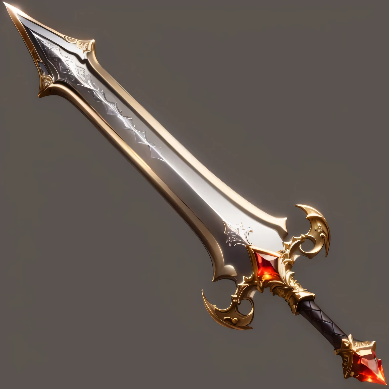 A sword set with precious stones, arms,  Huge sword,  Shining Sword, Medieval swords，Metallic luster，Gorgeous sword，HD，4k