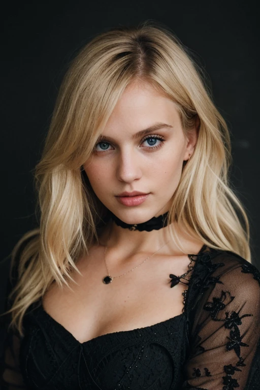 super cute blonde woman in dark theme