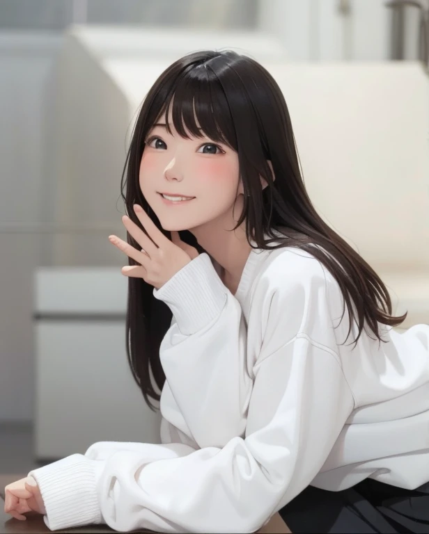 girl, Sweat, vapor, Medium Chest, shy, Great hands, Looking at the audience, Cute Smile