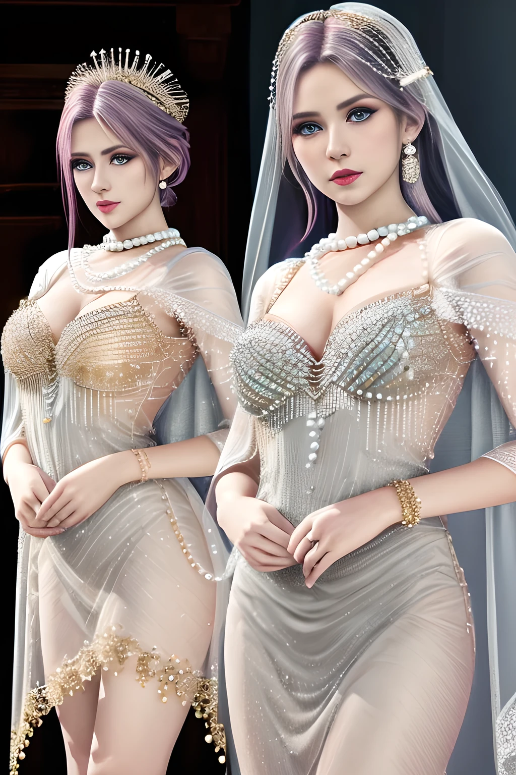 1girl,beautiful detailed eyes,beautiful detailed lips,extremely detailed eyes and face,long eyelashes,(Wearing Ice-crystal embellished dress:1.2),(Wearing Jewel:1.2),(lace_cloak:1.3),(Fluffs),(pearl bodychain:1.3),mesh pantyhose,(best quality,4k,8k,highres,masterpiece:1.2),ultra-detailed,(realistic,photorealistic,photo-realistic:1.37),elaborate makeup,elegant pose,fashion,model,glamour,high fashion,runway look,  elise,