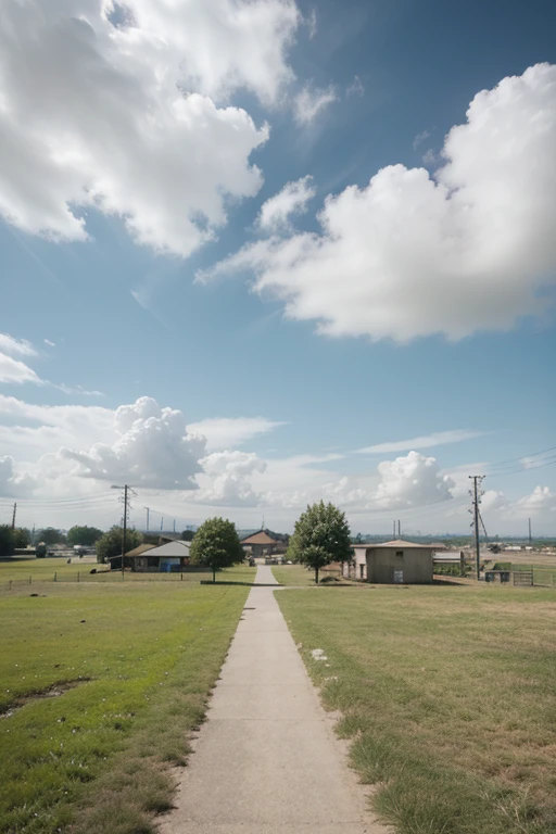 A view landscape with sky on a sunny day in anime style