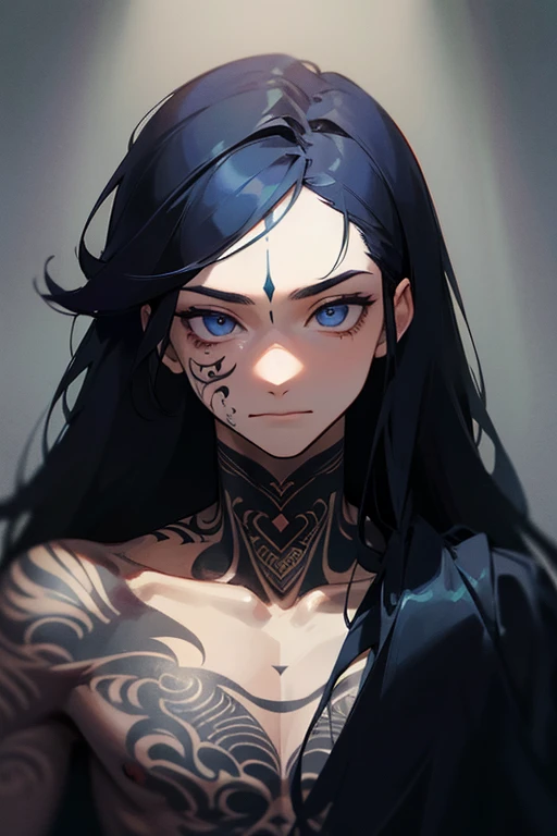 Masterpiece、male、whole body、suspiciouysterious、dark、Underground、Tattoo(face、head、Point first)、Long Hair