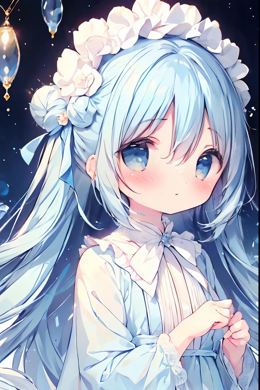 flat chest,small brests,(masterpiece, best quality, extremely detailed, absurdres)),masterpiece, best quality, extremely detailed ,(((( light blue long hair)))),,, long hair ((blush)) , cute face,masterpiece, best quality, (Amazing,beautiful detailed eyes,,blunt bangs),high resolution,masterpiece,best quality, masterpiece, best quality, ,,,10 years oldighting, wide shot, high details, masterpiece,masterpiece, best quality, 8k resolution, sharp focus, intricate detail, beautiful 3girls, sparkling eyes, golden ratio face, otherworldly liquid, watercolor, pastel colors, bright colors, whimsical, colorful, sharp focus, high resolution, fine detail, ((layered tiered puffy long sleeves ballgown)), ((round eyes)), iridescent bubbles, fantasia background