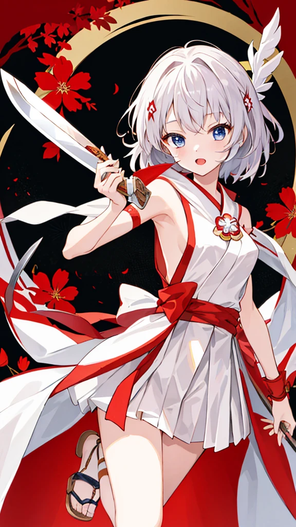 highest quality、Masterpiece、Highest quality、Miko costume、girl、knife