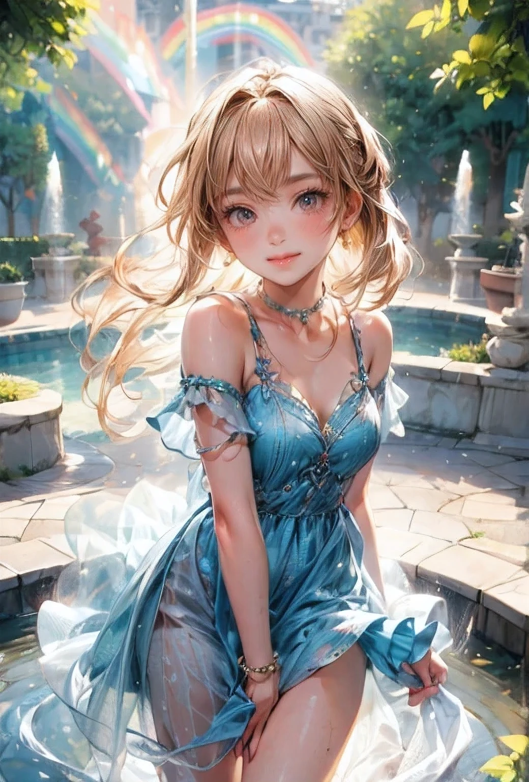 masterpiece:1.2, highest quality, 16k, highres, ultra-realistic, photorealistic:1.37, beautiful detailed:1.2, cute girl, standing in Fashion show, fashion model Striking a pose while standing elegantly on the runway, beautiful delicate artistic avant-garde revealing dress, gently smile, beautiful delicate(hair, face, long eyelash, eyes, pupils, lips, knee, anklet, dress), sparkling eyes, shining rosy lips, blushed cheek, through bangs,