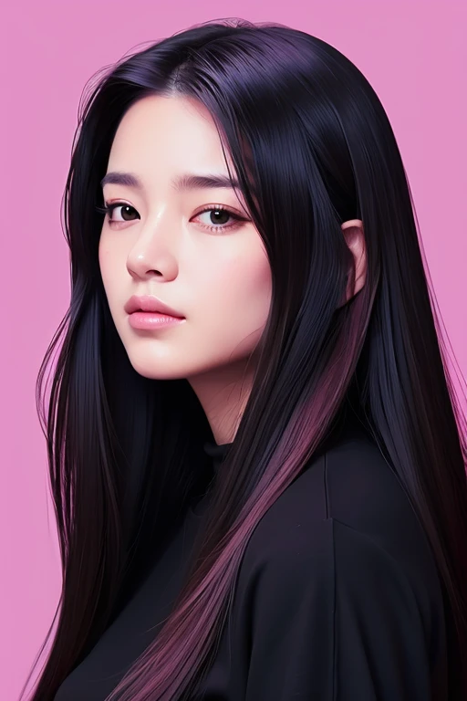 Portrait of a woman with long hair and a black shirt, Digital illustration portrait, In the art style of Bouwater, Portrait of Black Pink's Joshi, Digital Portrait, Digital Art Portrait, Realism art style, High-quality portraits, 🤤 Portrait of a Girl, Realistic art style, # The best digital paintings ever, #The best digital paintings ever, Shiny digital painting