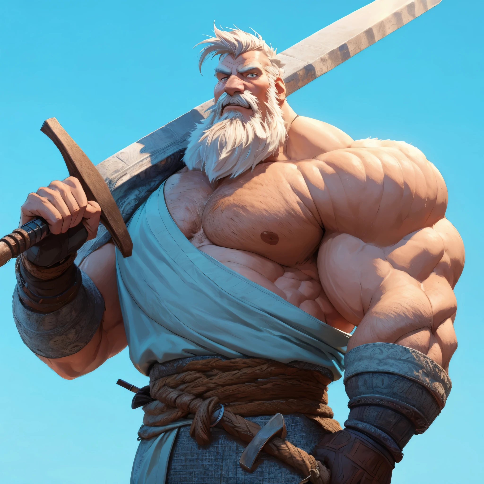 huge muscular samurai, old man