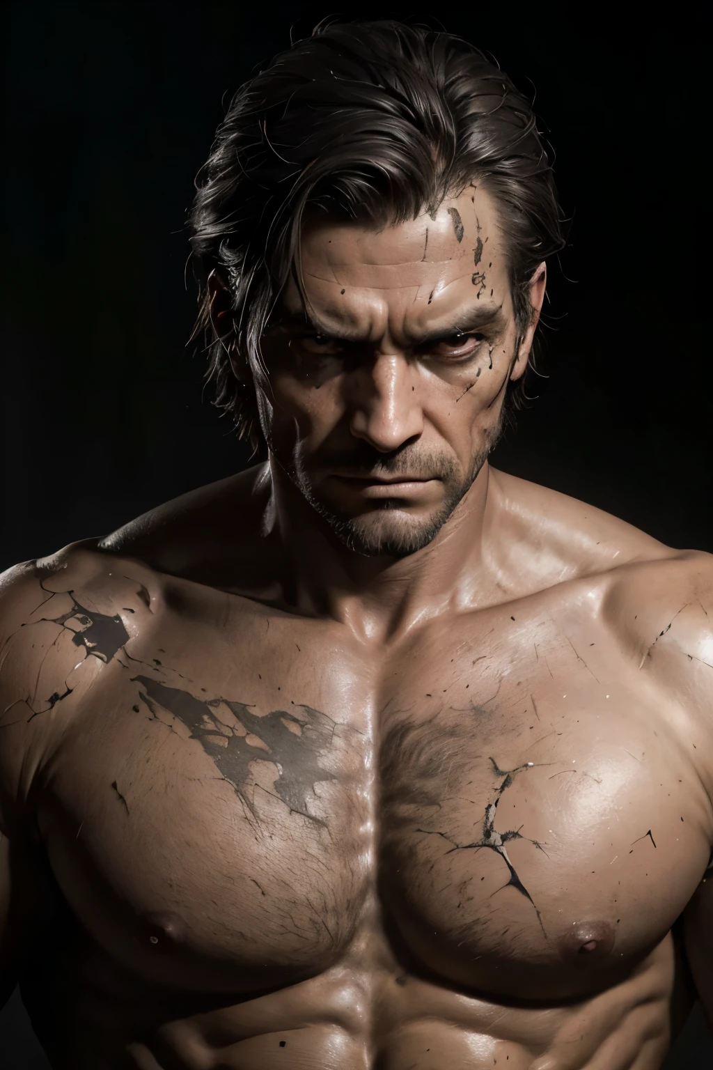 (best quality,4k,8k,highres,masterpiece:1.2),ultra-detailed,(realistic,photorealistic,photo-realistic:1.37),oil painting,colorful,brush strokes,dramatic lighting,horror,skull man warrior,aged paper,aesthetic,dripping ink,gritty texture,dark and moody atmosphere,detailed facial features,expressionless face,intense gaze,weathered armor,worn out sword,ancient runes,crow feathers,ominous background,grim reaper vibes,haunting,creepy,macabre,vintage style,monochrome with sepia tones,contrast,depth,texture,old world charm,subtle decay,aged elegance,cracked paint,weathered detailspeated paint,cracked stone texture,long shadows,dusty appearance,creased edges,sculptural quality