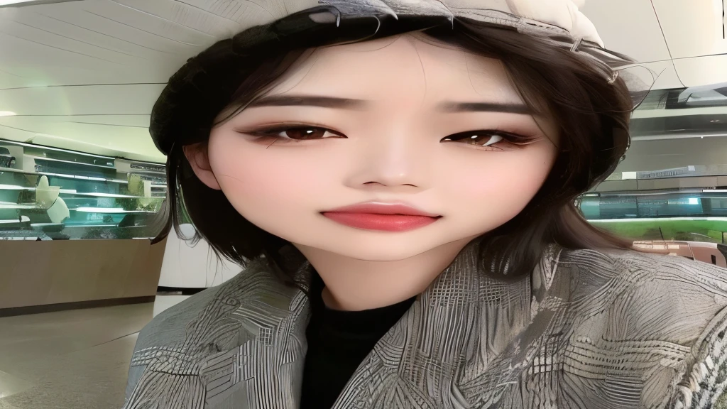 um close de uma mulher com uma jaqueta posando para uma foto, Jinyoung Shin, korean symmetrical face, heonhwa choe, Jaeyeon Nam, adorable and pale korean face, young lovely korean face, Korean facial features, Lee Ji-eun, Lee Ji-eun, linda mulher sul-coreana, maquiagem sul-coreana popular, maquiagem coreana popular, Tae June Kim