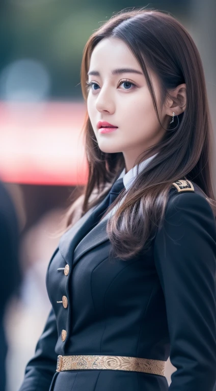 (yinchuan:1.5),, masterpiece, top-quality, Raw foto, Photorealsitic, large full breasts、beautiful and flawless face, Soft smile、20 years girl、校服、Female Policeman Uniform、depth of fields, hight resolution, ultra-detailliert, finely detail, ighly detailed, extremely detailed eye and face, Sharp pupils,