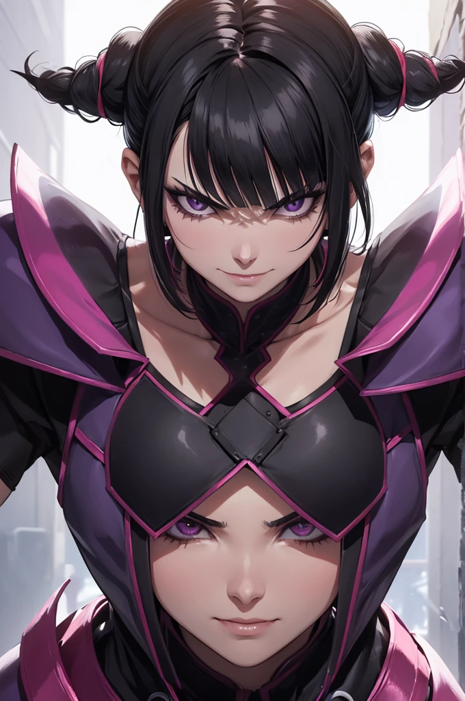 knife Juri Han character from street fighter game, realistic 3D anime style, cute anime girl, beautiful digital art, realistic 3D anime, Realistic Hyper Anime, extremely detailed.best quality,ultra-detailed,detailed background,looking at viewer, detailed face
