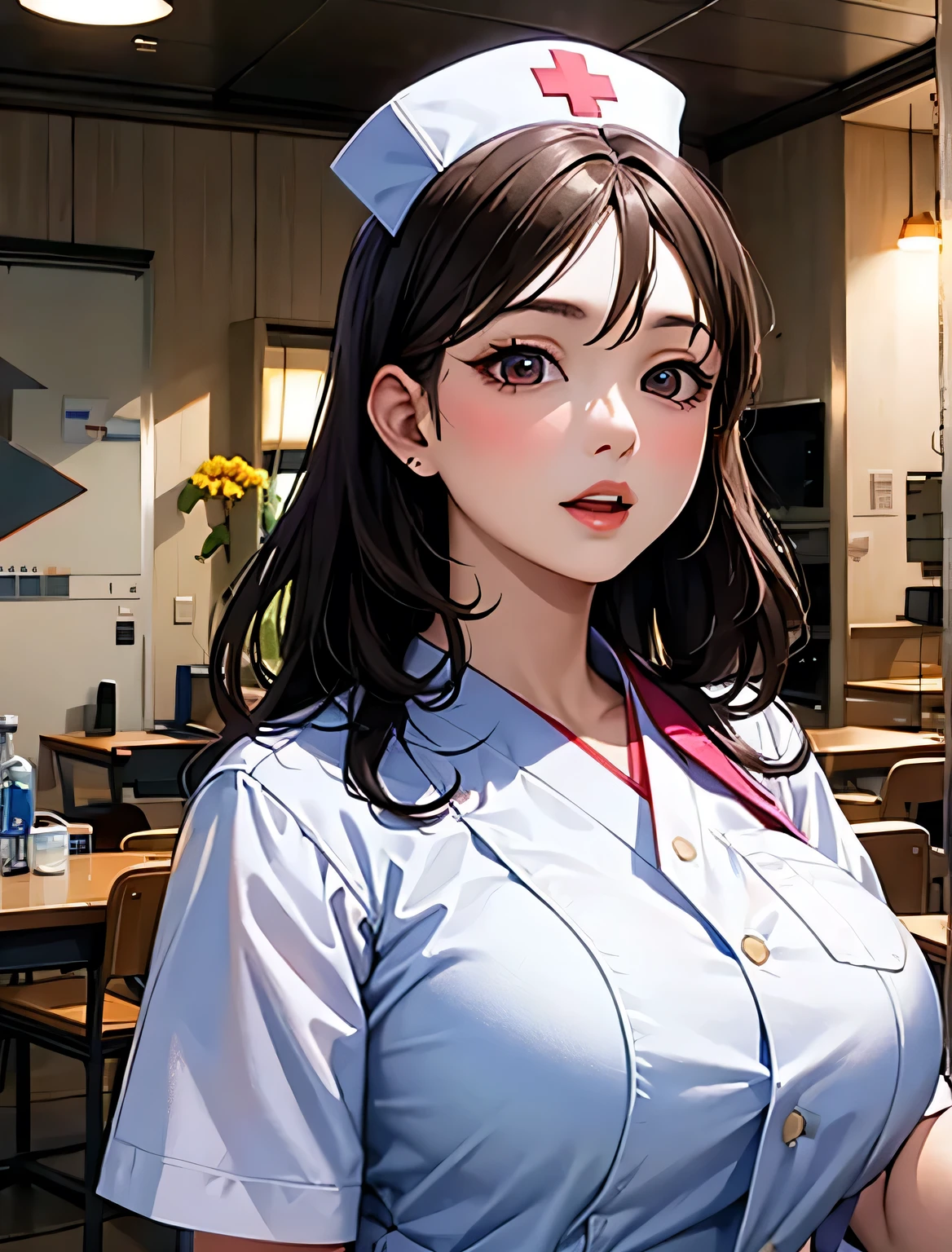 giant tits,white nurse, japanese beauty, bigbreasts,indoor, nurse uniform,