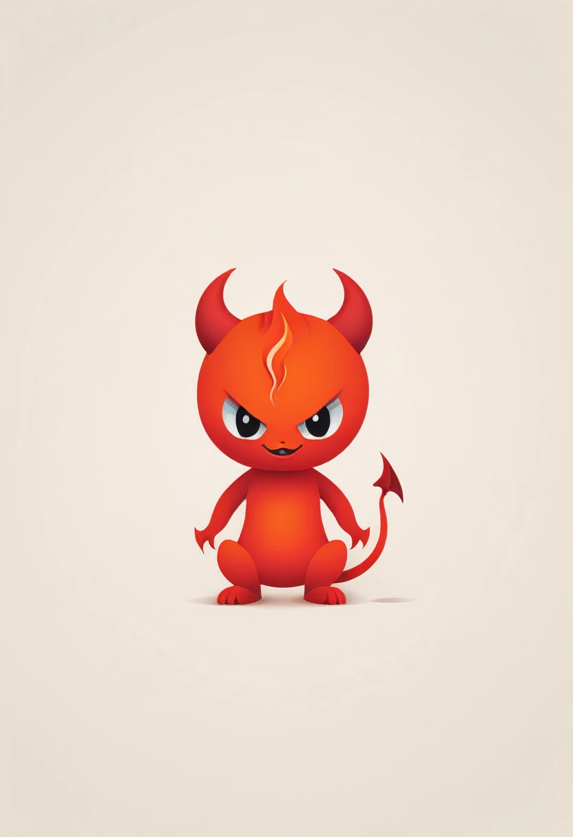 Vector art minimalist logo illustration very cute 3d little devil lava doll vector art type, detailed, Beautiful artistic rendering in clean minimalist cartoon style